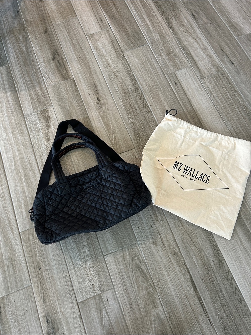 MZ Wallace Jim travel bag Black Quilted Nylon Shoulder Bag - Picture 2 of 15